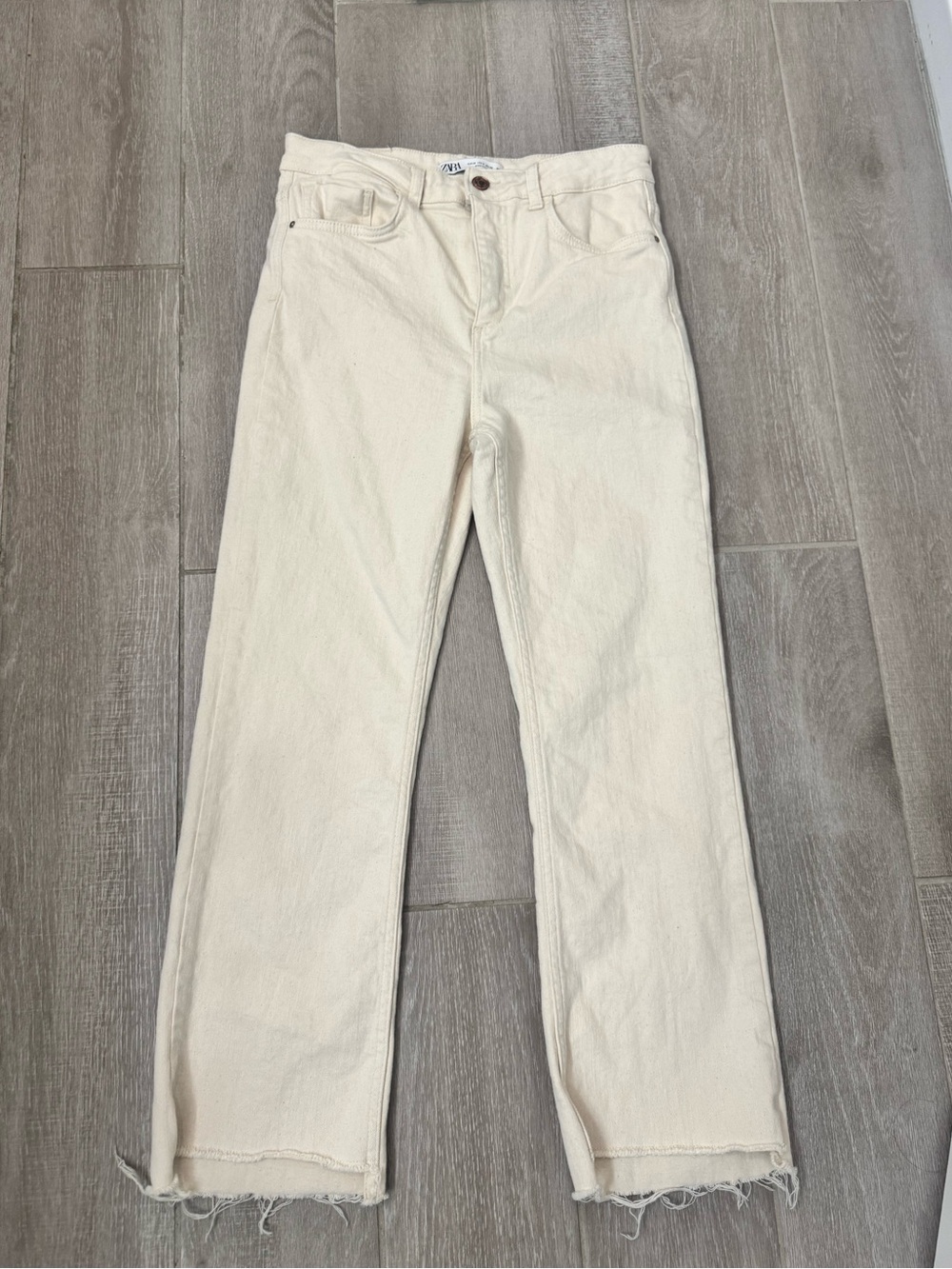 Zara high-waisted flare jeans off white